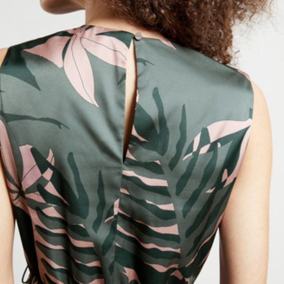 Ted Baker Dagny Exotic Palm Leaf Fit and Flare Draw cord  Print Dress - Picture 5 of 16
